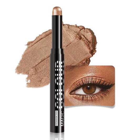 Brown Shimmer Cream Eye Shadow Stick Makeup for Women, Brown Shimmer Matte Eye Shadow Brightener Stick for Eyes, Long-lasting Waterproof Eyeshadow Pencil Applicator Blendable for Eye Highlight 11