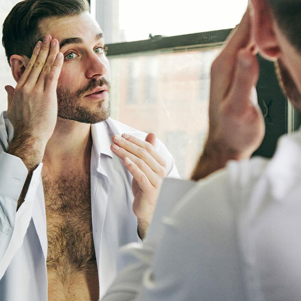 Brickell Men's Anti Aging Hyaluronic Acid Serum for Face, Reviving Day Serum for Men, Natural and Organic with Protein Peptides to Restore Firmness and Collagen, 1 Ounce, Scented