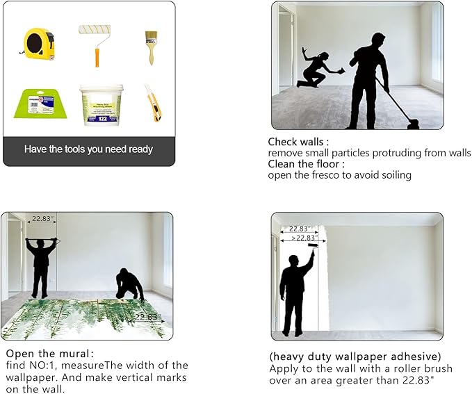 Boys or Girls Cartoon Pine Tree Forest wallpeper Nursery Kids Bedroom Wall Mural - 137"x96"（Not Peel and Stick）