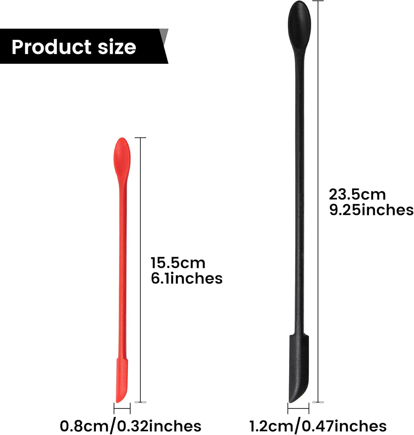 Mini Spatula Silicone Spatula Set - 2pcs Small Makeup Scrapers for Cosmetics, Reusable Beauty Tiny Tools, Thin Jar Scraper, Get Last of Makeup Out, Black and Red