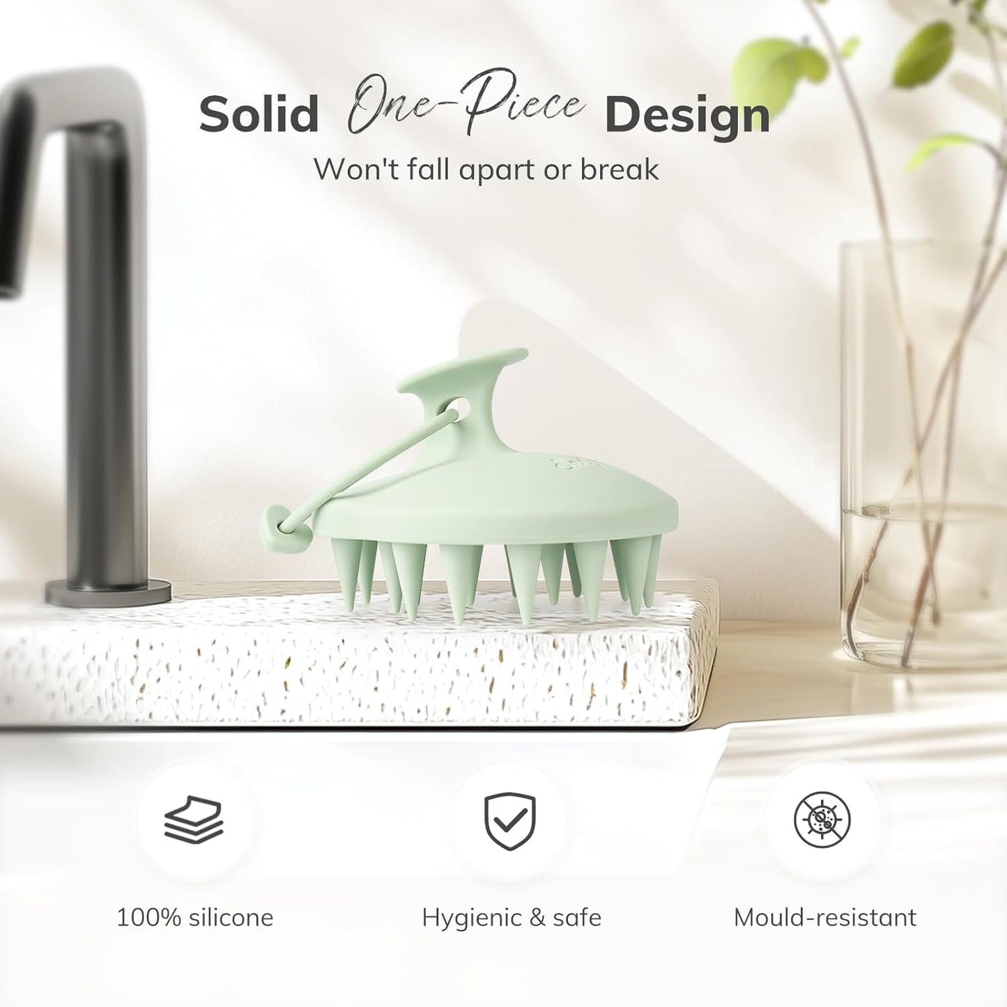 Sndyi Silicone Scalp Massager Hair Growth, Scalp Scrubber with Soft Silicone Bristles, Scalp Exfoliator for Dandruff Removal, Large Size Shampoo Brush, Wet Dry Scalp Brush for Long Thick Curly Hair