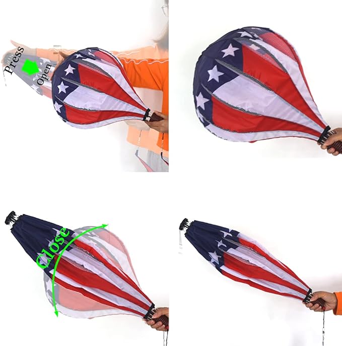 FENELY Patriotic Hot Air Balloon Garden Wind Spinners Giant Flag Pinwheels Whirligigs Windmill Toys for Kids Yard Decor Lawn Decorations Outdoor Whirlygig Windmills Wind Twister Everyday 59" L 2Pack