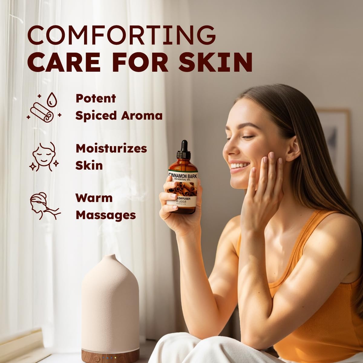 Kukka Cinnamon Essential Oil for Skin & Diffuser - 4 Fl Oz - Cinnamon Oil, Aromatherapy and Candles, DIY Soap Making Scents