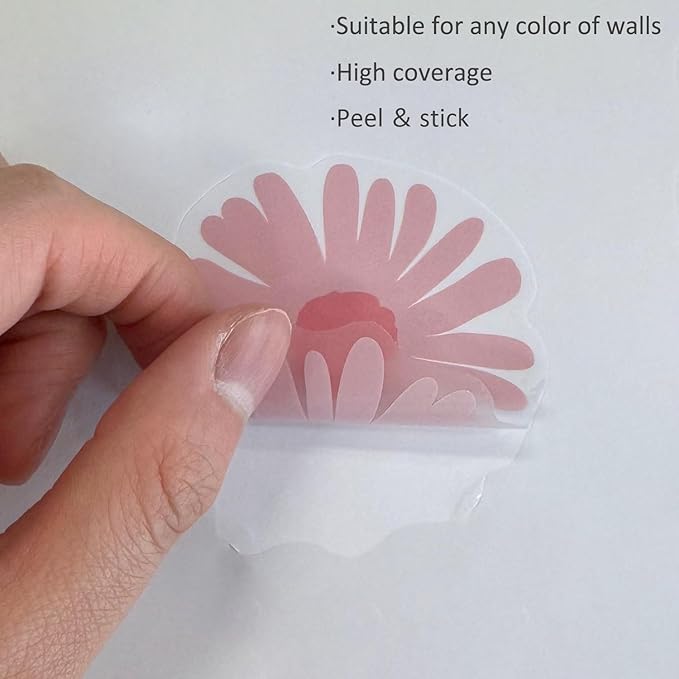 Daisy Wall Decals Boho Flower Wall Stickers 72 PCS for Girls Room Playroom Nursery, Removable Daisy Wall Decal Boho Peel and Stick Kids Room Decor Vinyl Murals DIY Decorations (12 Sheets)