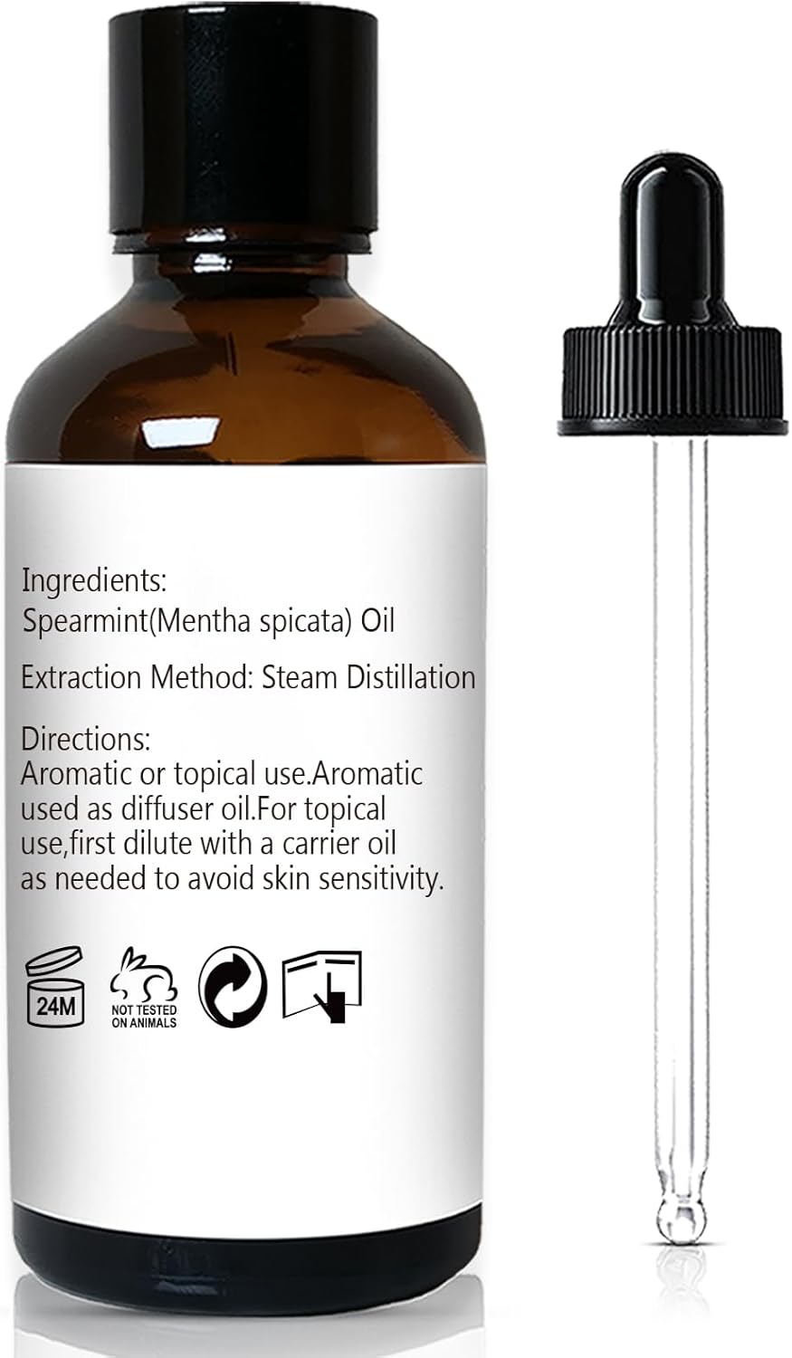 Spearmint Essential Oil 1 Oz, 100% Pure Natural Spearmint Oil, Refreshing Aromatherapy Essential Oils for Diffuser, Face, Skin, Hair Care