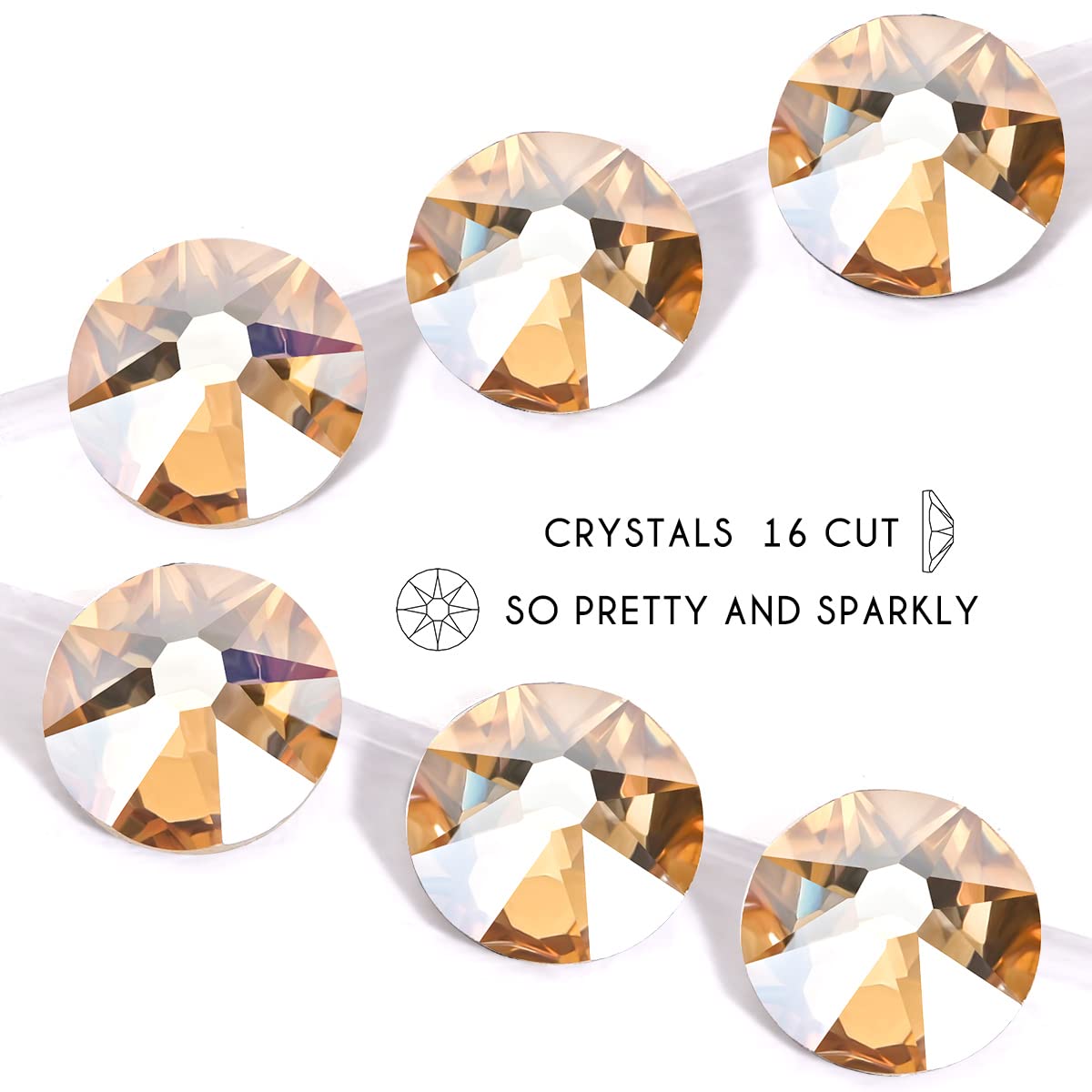 Novani Golden Shadow Rhinestones 1440pcs Flat Back Round Rhinestone Style 2088 Sparkly Crystal Gemstones for Nail Art and Crafting SS16,3.8-4.0mm