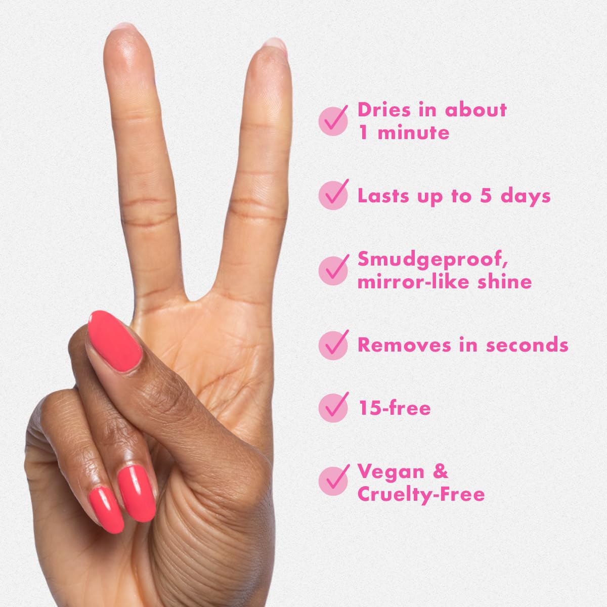 Olive & June Quick Dry Nail Polish | Instant Fast-Drying Smudgeproof Color | 15-free Vegan Cruelty-Free Formula | Lasts up to 5 Days | Salon-Quality Manicure Pedicure at Home |Pomodoro Tomato Red-Pink