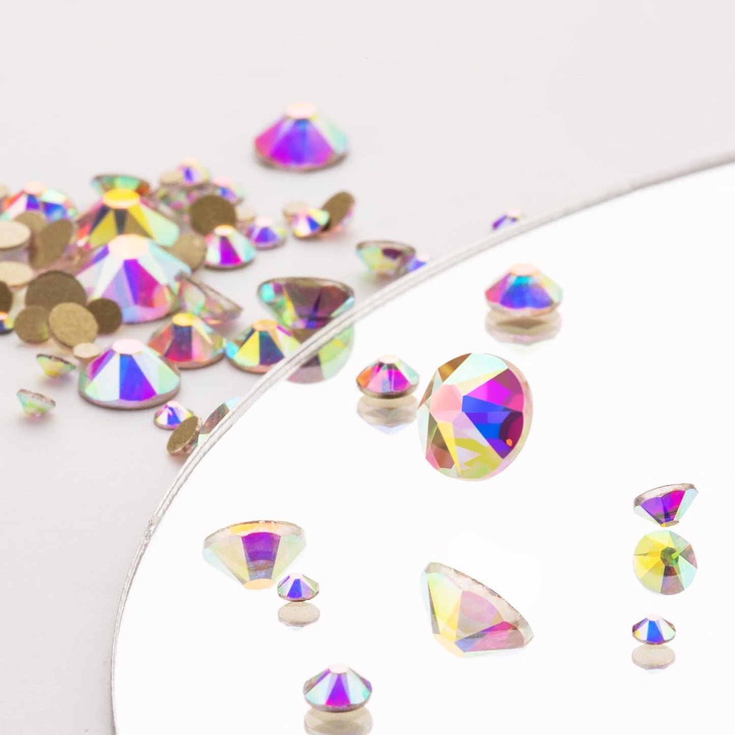 Novani Crystal AB Rhinestones 288pcs Flat Back Round Rhinestone Style 2088 Sparkly Crystal Gemstones for Nail Art and Crafting SS34,7.1-7.3mm
