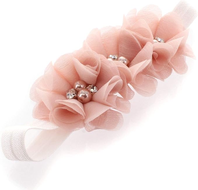 My Lello Flower Headbands Baby - Girls - Toddler Fabric Beaded Stretchy Elastic Pair