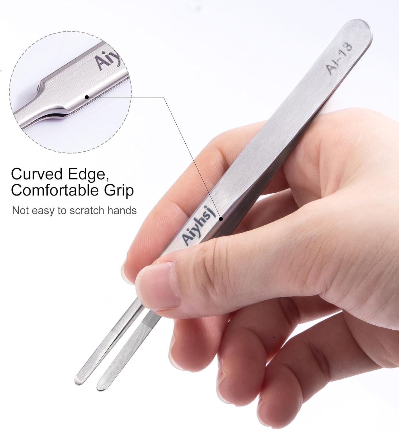 Precision Tweezer, Upgraded Professional Flat Tip Round, High-end Stainless Steel Tweezers for Craft, Electronics, Laboratory Work, Also Great Precision for Hair and Ingrown Hair Removal