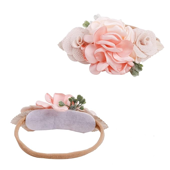 cherrboll 3pcs Baby Girl Headbands Flowers, Super Soft & Stretchy Nylon Floral Hairbands for Newborn Toddler