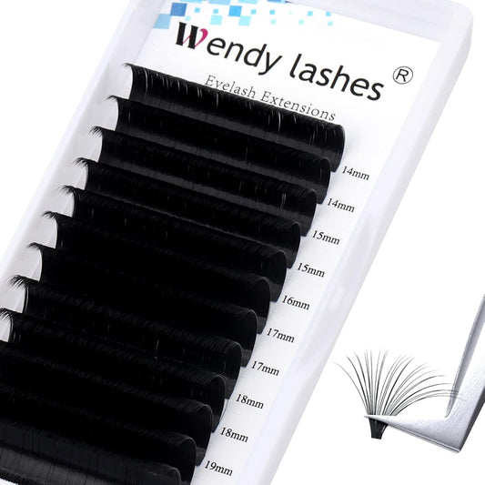 Easy Fan Volume for Lash Artists: Wendy, Handmade Fans for Eyelash Extensions, Self Fanning, Blooming, C-KH, Black, DD-0.05-14-20