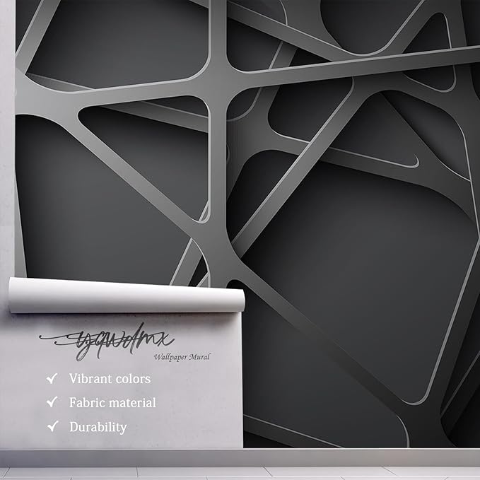 -3D Black Abstract Geometric Wallpaper Bedroom Living Room 140" x 91" (Not Peel and Stick)