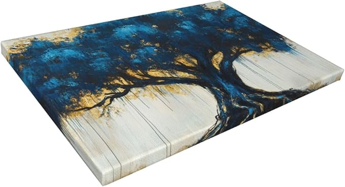 Olivine Tree Large Wall Art, Tree Of Life Pictures Wall Decor, Blue Tree Canvas Prints Painting, Framed Artwork for Dining Room Living Room Bedroom Bathroom Office Home Decor 60"x30"