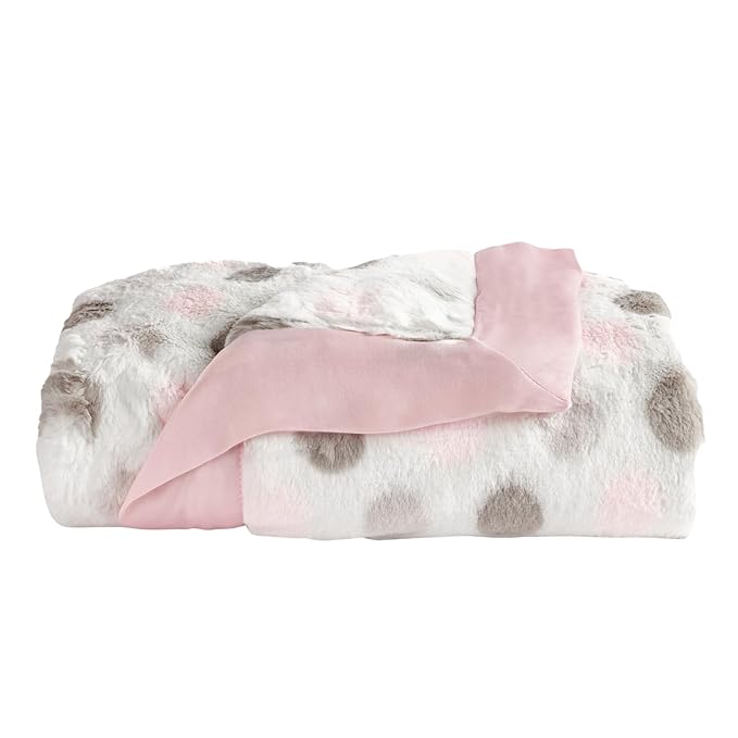 Little Giraffe Luxe Baby Blanket – 29x35” Satin Trim, Dot Pink | Ultra-Soft, Hypoallergenic Stroller & Nursery Blanket | Perfect for Newborns & Toddlers