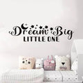 Baby Quotes Wall Stickers for Nursery: Kids Inspirational Positive Moon Stars Vinyl Art Wall Decals - Bedroom Playroom School Wall Decor - Dream Big Little One 25" X 7"