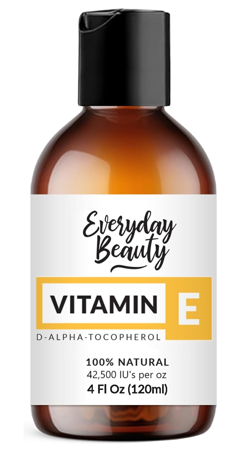 Pure Vitamin E Oil - D-Alpha Tocopherol 100% Pure & All Natural 4oz 42,500 IU per oz - Thick, Amber Color, Nutty Aroma - From Wheat Germ -Face Body Hair -DIY Cosmetics & After Surgery Scars