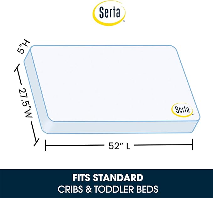 Delta Children Disney/Pixar Cars Wood Toddler Bed + Serta Perfect Slumber Dual Sided Recycled Fiber Core Crib and Toddler Mattress (Bundle)