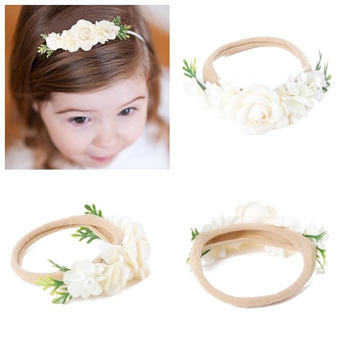6pcs Baby Headbands Nweborn Flower Hair Bows for Girls-Infant Elastic Hair Band Bows Wraps Baby Headband Hair Accessories Gifts for Toddles