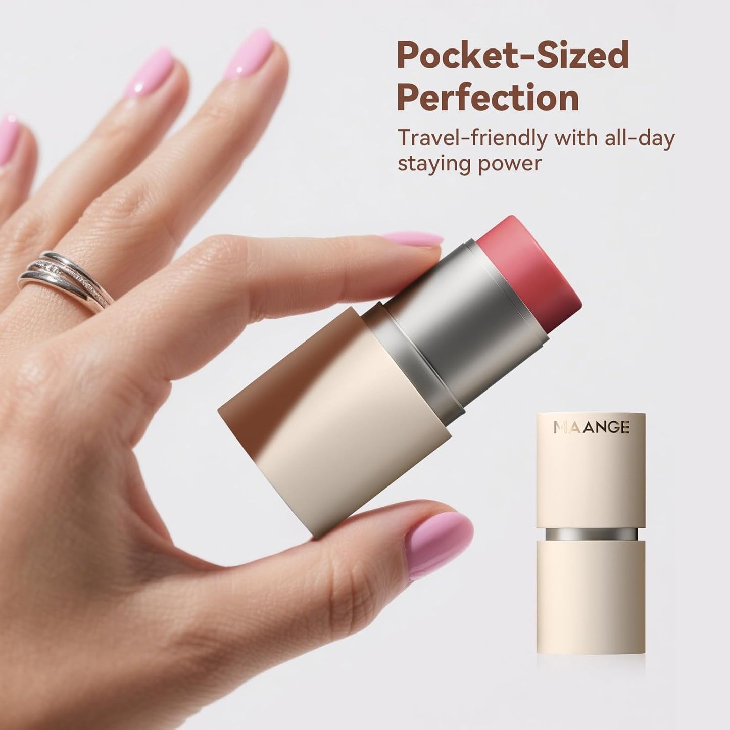 MAANGE Multi-Use Blush Stick, All-in-One Cream Blush for Cheeks, Eyes & Lips Long-Wearing, Blendable Makeup Blush Stick, Creamy & Buildable (ES01+C101)