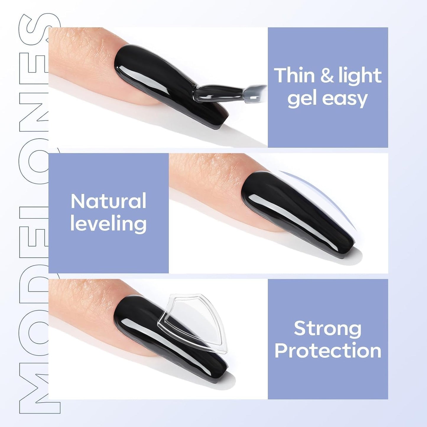 modelones Gel Top Coat, 2Pcs Clear Glossy Finish No Wipe Top Coat Summer Gel Nail Polish, Acrylic Nails Soak Off Nail Lamp Nail Art Home and Professional Manicure 10ML