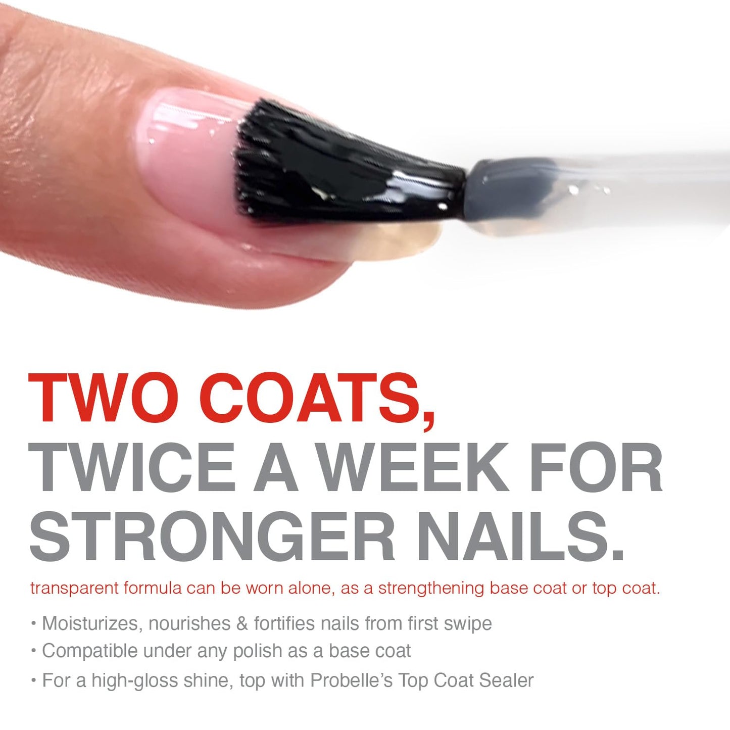 Probelle Nail Strengthener and growth, Natural Nail Strengthening Clear Nail Polish Repair Treatment, Nail Growth & Conditioning, Stops Splits, Chips, Cracks & Strengthens Damaged and Thin Nails