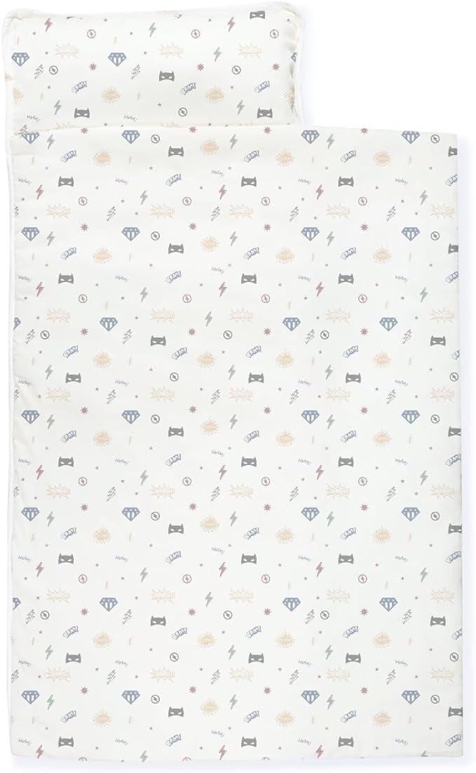 Makemake Organics GOTS Certified Organic Cotton Nap Mat with Detachable Pillow for Kids Soft Sleeping Bag for Toddlers, Boys, Girls - Ideal for Daycare, Preschool, Kindergarten