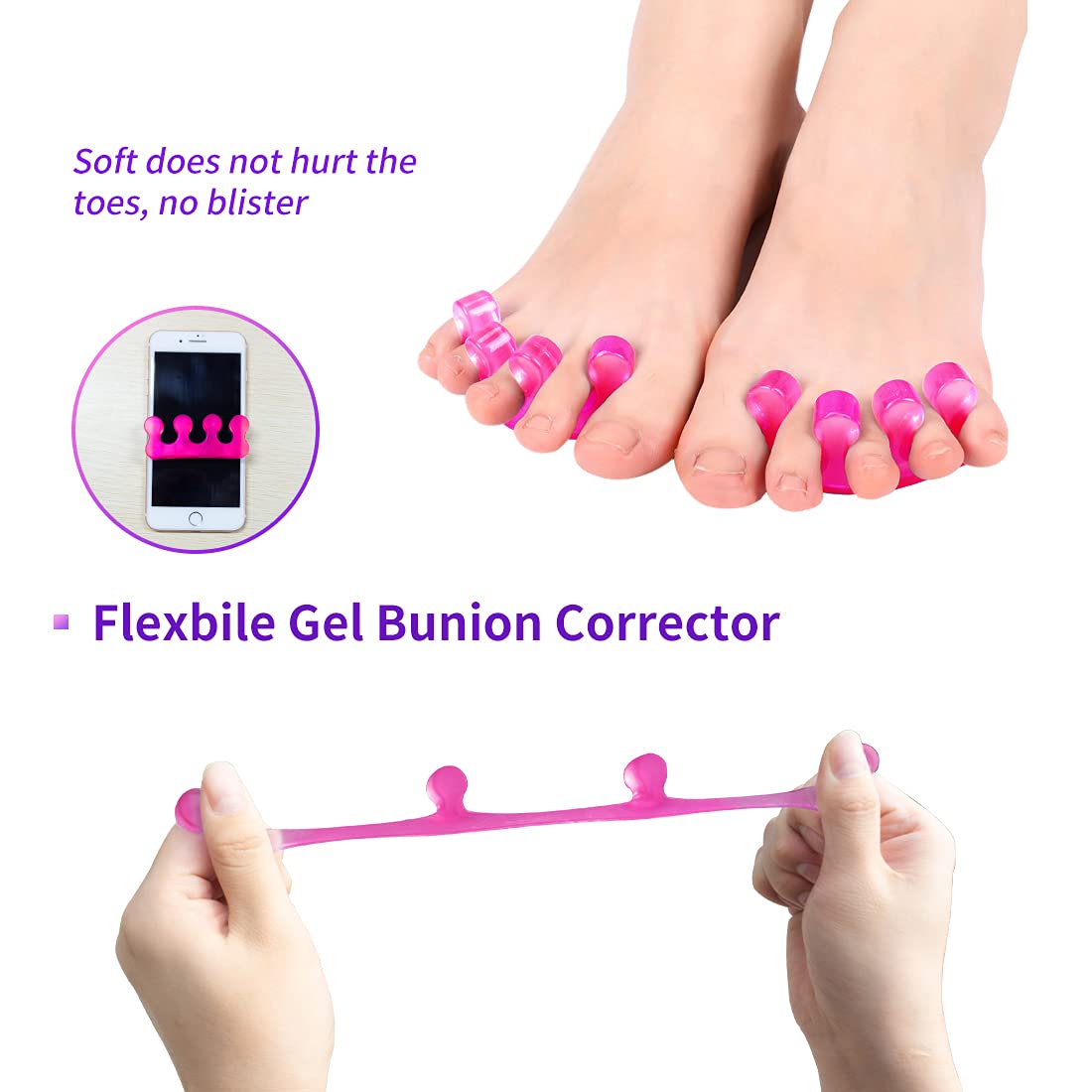 Toe Spacers for Women,Toe Separators for Women,Toe Separators Use for Separation of Toenails or Nails As Well As Relieve Orthopedic Bunion Symptoms.