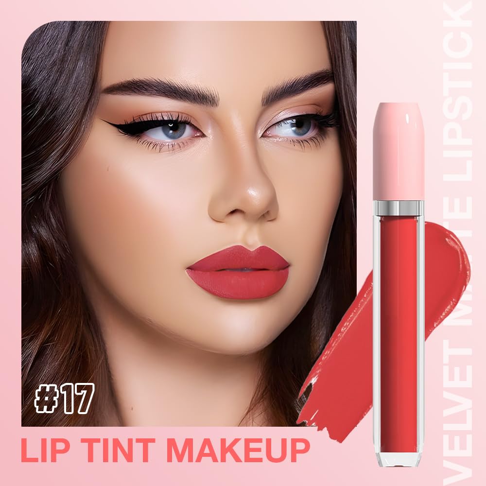 BINGBRUSH Super Matte Longwear No-Budge Stay On Smudge Proof Liquid Lipstick Long Lasting Makeup for Women,Highly Pigmented Color and Instant Shine, Cheeky