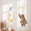 Cute Bear Wall Decals with Moon & Stars - Removable Nursery Wall Stickers for Baby Kids Room, Waterproof Animal Wall Art Decor, Easy to Apply Bedroom Living Room Playroom Murals