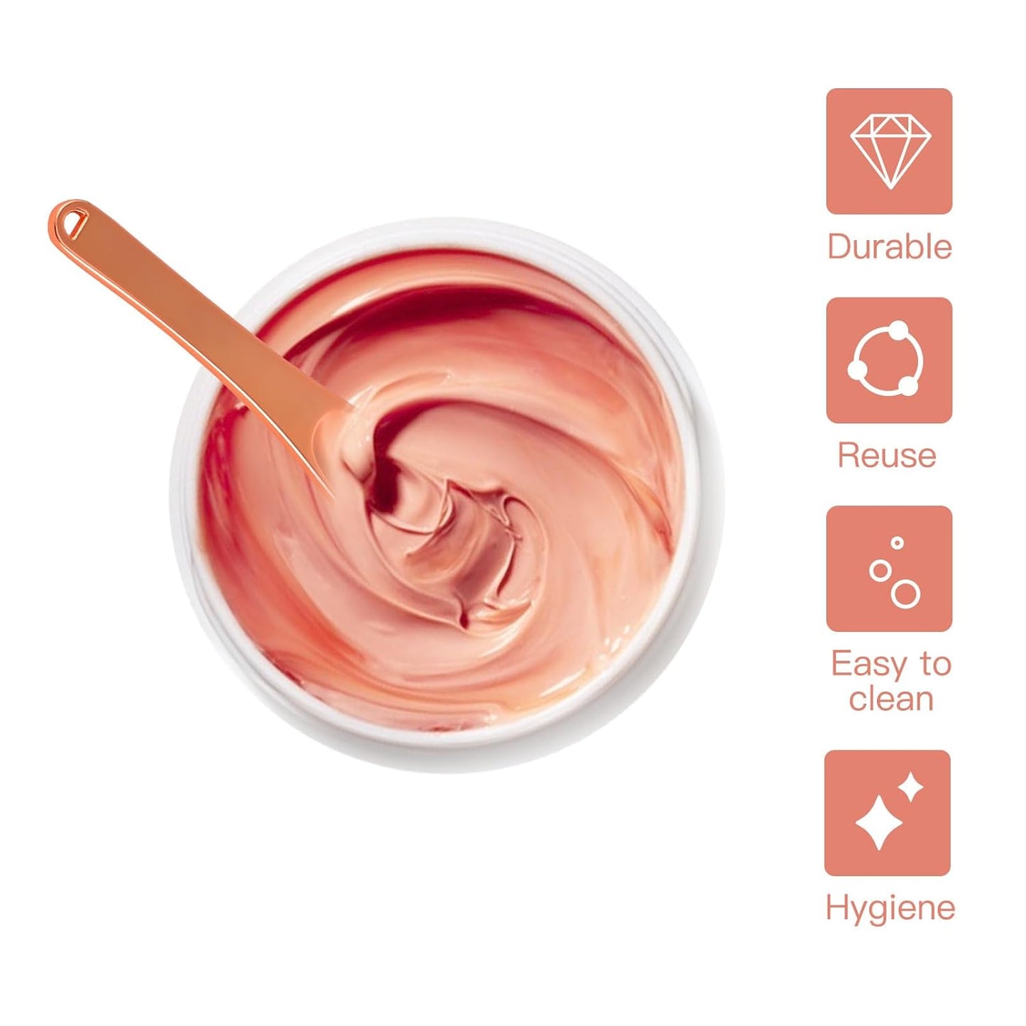 Tekson 6 Pieces Metal Cosmetic Skincare Spatula, Mini Mask facial Reusable Scoop, Makeup Beauty Spoons for Cream, Lotions, Moisturizers(Orange)