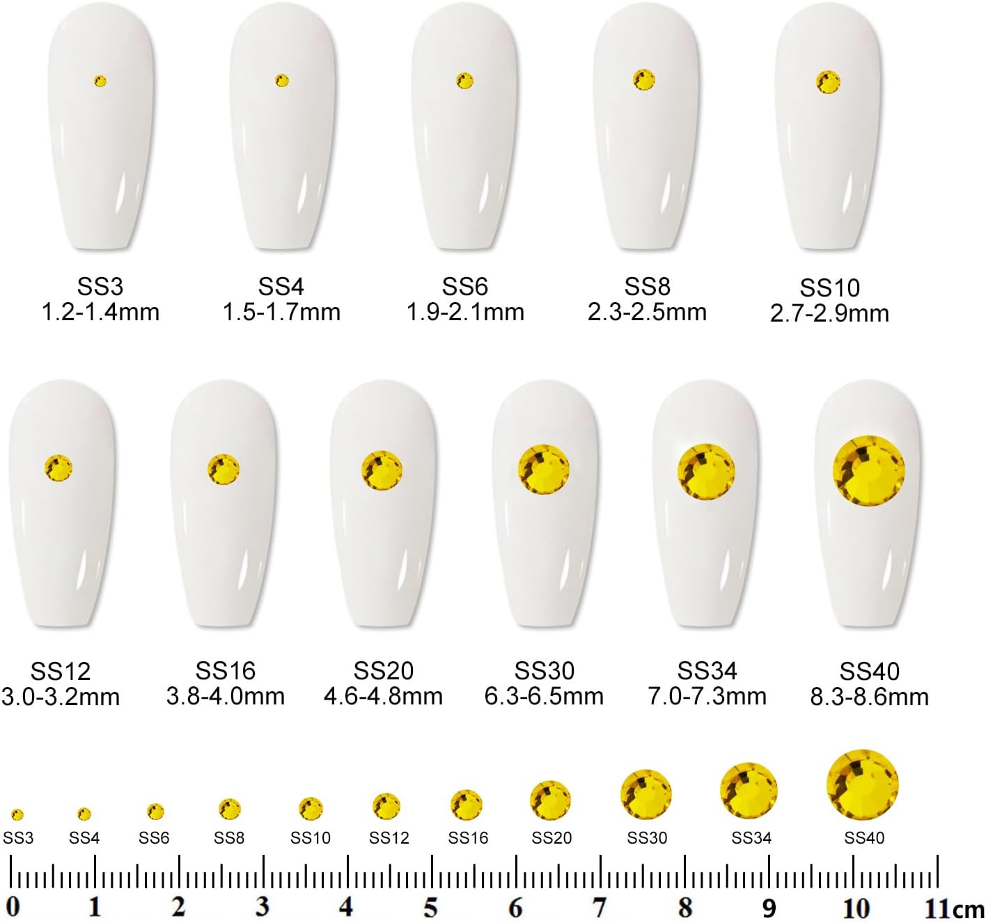 3000PCS SS8 Flatback Rhinestones | 12-Facet Diamond-Cut Glass Gems for Nail Art, Clothing, DIY Crafts |Glue-On Decoration Stones with Silver Backing(Citrine)