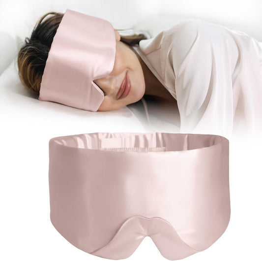 ZIMASILK 100% 22 Momme Mulberry Silk Sleep Mask - Full Silk Filled, Ultra-Soft & Breathable, Face-Hugging Blackout Eye Cover for Sleeping (Pink)