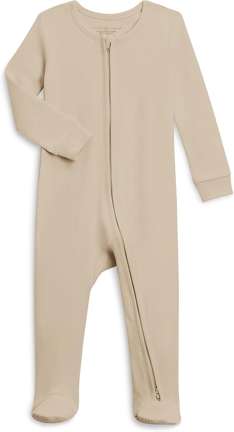 Colored Organics Baby Zip-Up Footed Sleeper with 2-Way Zipper - Newborn Organic Cotton Pajamas