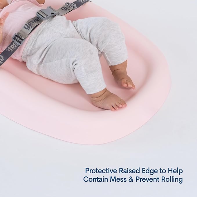Upseat Baby Changing Pad, Non-Slip Grippy Design, Premium Cushioned Foam, Contoured for Comfort, Waterproof and Easy-to-Clean, Liquid-Resistant (Pink)