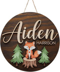 Personalized Wooden Name Signs for Nursery, Fox Sign for Baby Door Decor, Newborn Gifts for Boy, Boys Nursery Wall Bedroom Decorations, Mother's Day Gifts for New Mom Dad Gift