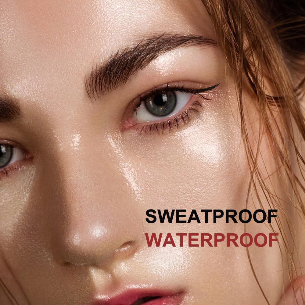 Upgraded Eyebrow Stamp Pencil Kit for Makeup, With Waterproof Pen, Black Eyeliner, Pomade, Specially Customized Blade Shaped Brush and Razor