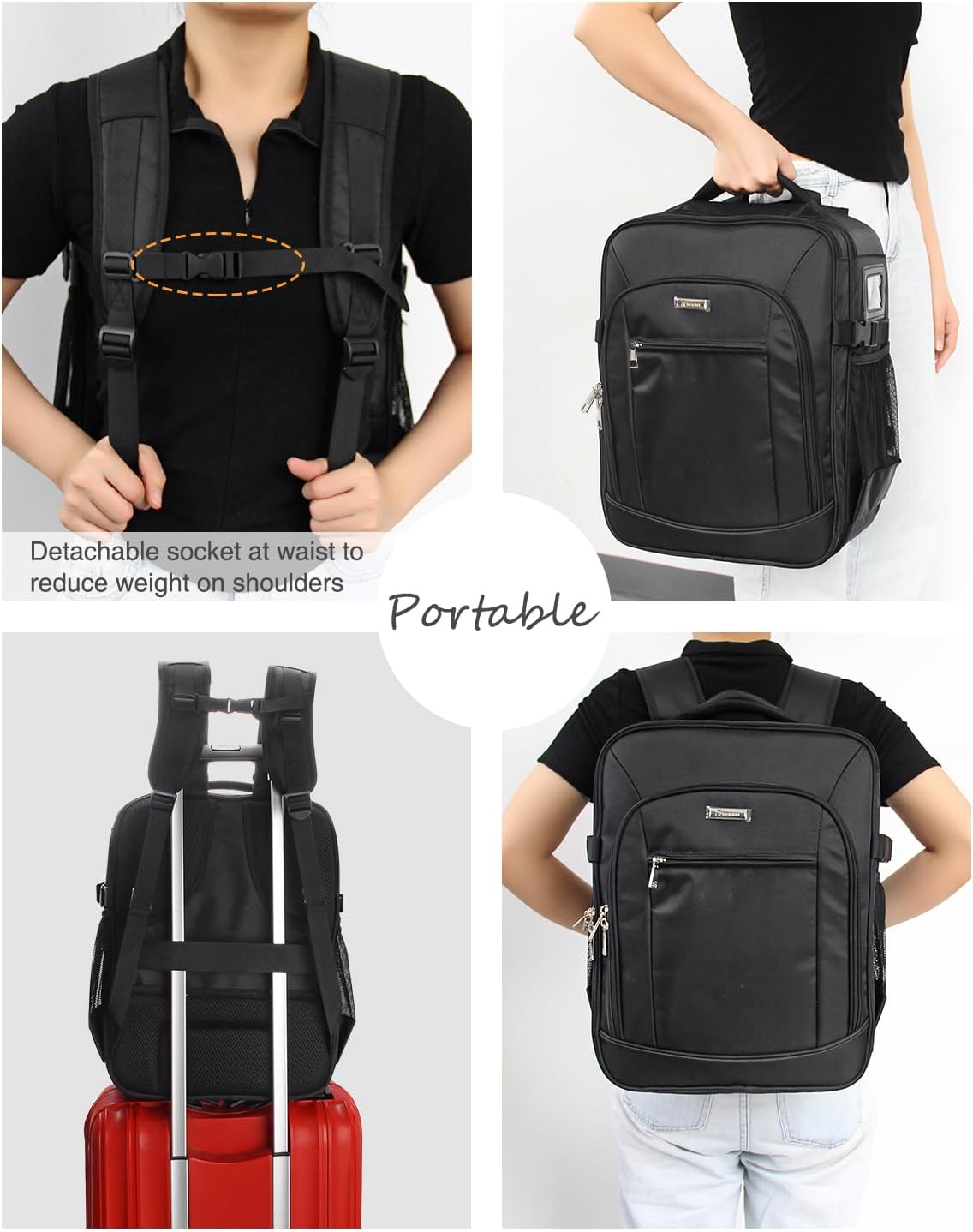 Makeup Backpack Makeup Artist Bag Professional Extra Large Cosmetic Bag Travel Train Case Storage Organizer Double-Layer Large Capacity Cosmetic Case with 4 Pouch(Black)