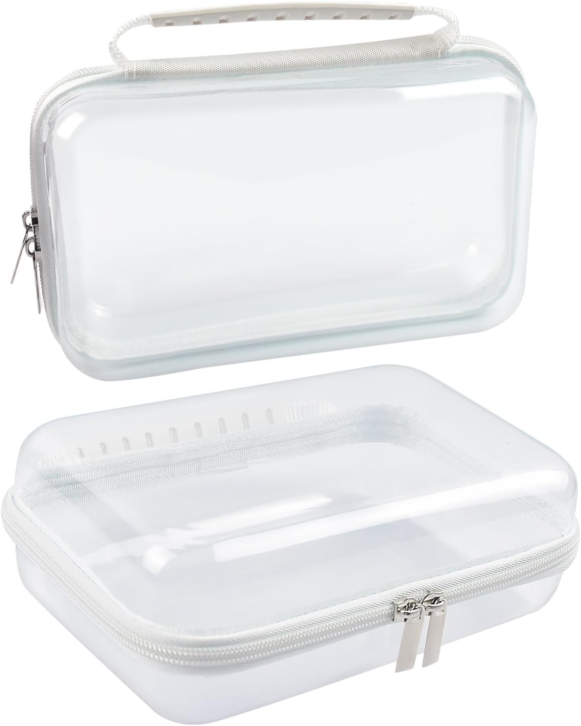 SameTech Hard Pouch, 2pcs Clear Hard Shell Zipper Case, Clear Plastic Storage Box Containers Small Toiletry Bag for Small Items, Toys, Building Blocks, Puzzles, Cosmetics & Stationery
