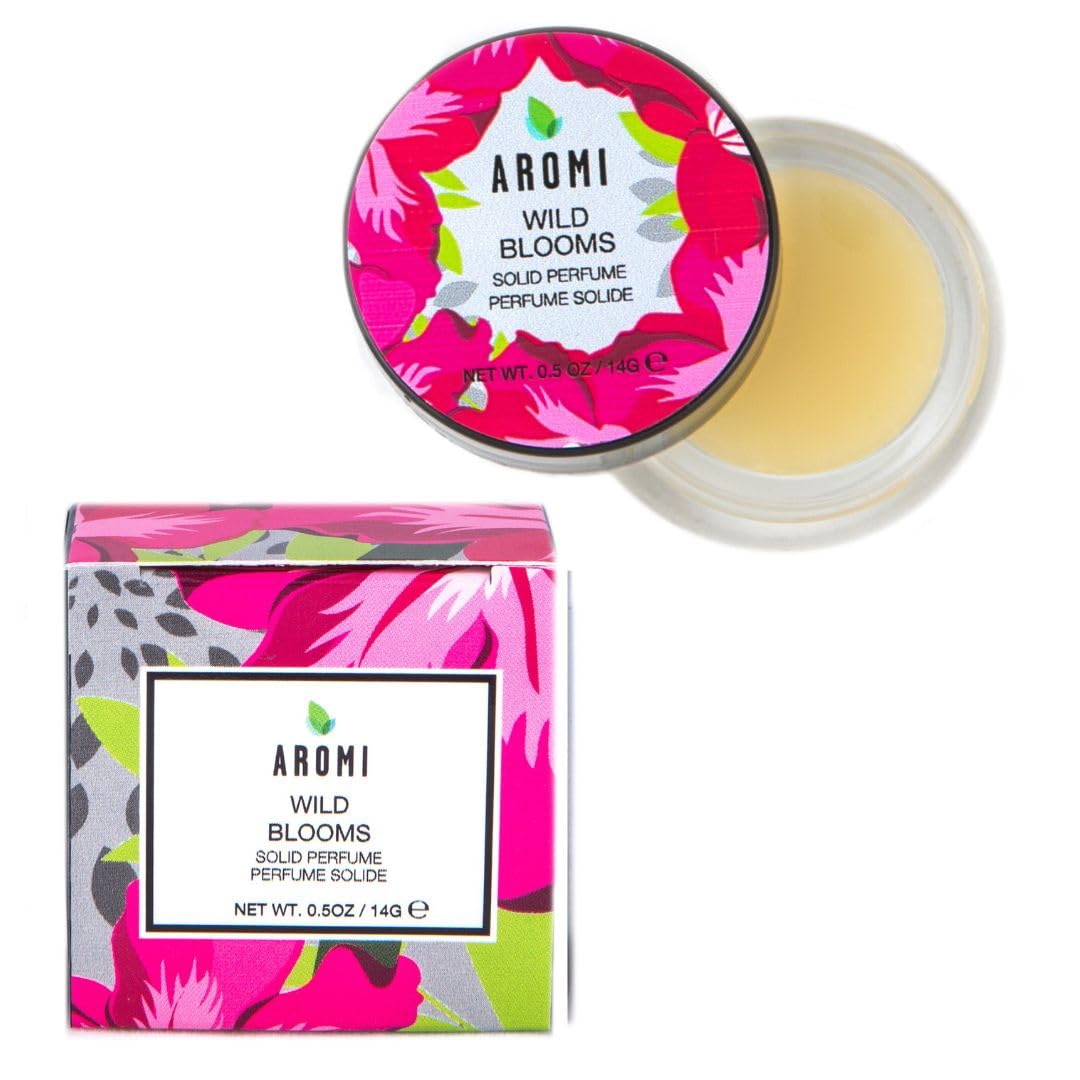 Aromi Solid Perfume | Floral Fragrance, Vegan, Cruelty-free, Travel, Women’s Gift, Peony, Orange, and Lily Scent, Concentrated, Alcohol-Free Scent, Handmade (Wild Blooms)