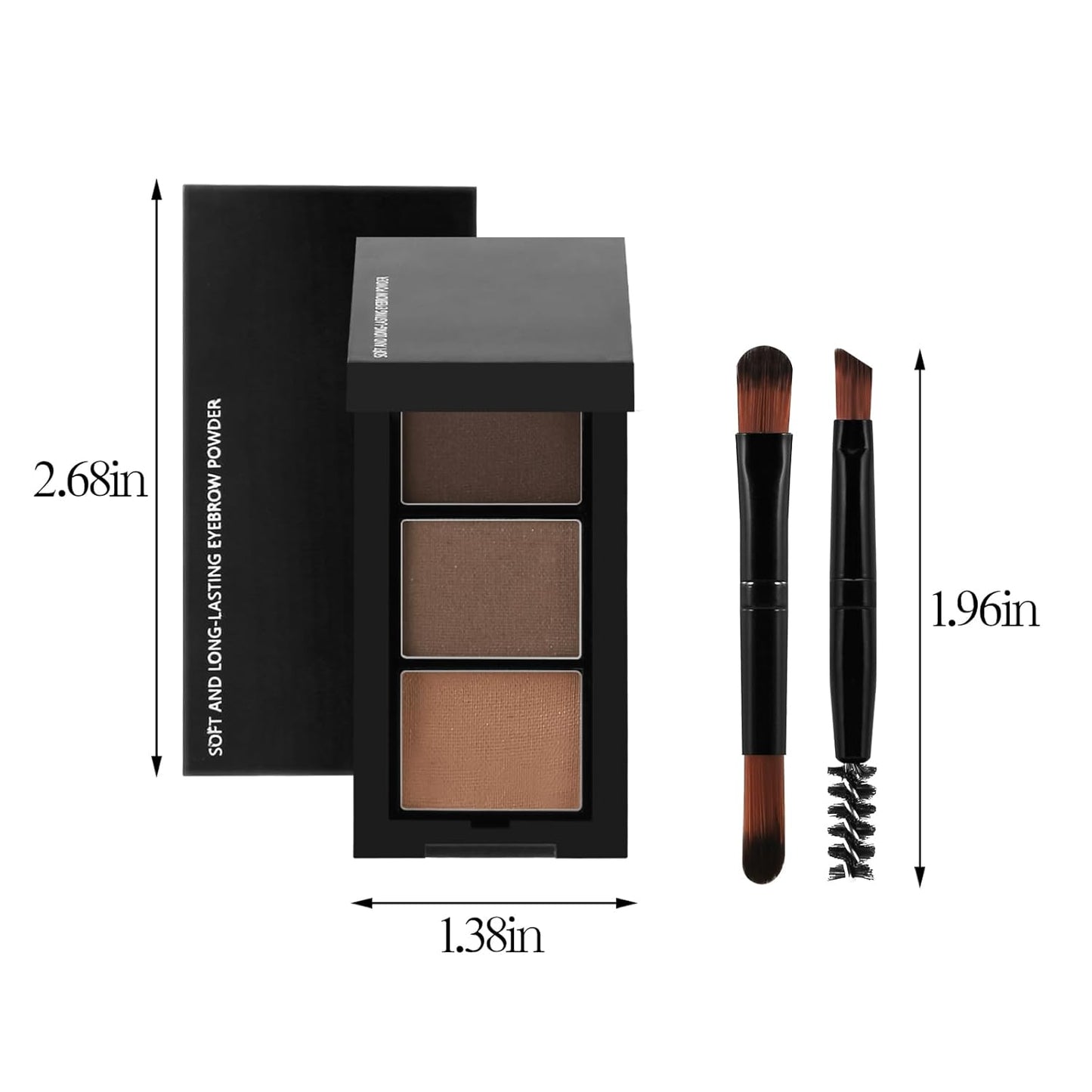 3 Colors Eyebrow Makeup Kit, Professional Brow Contour Palette, Waterproof Long-lasting Eyebrow Filler Powder with Mirror & Brow Brush