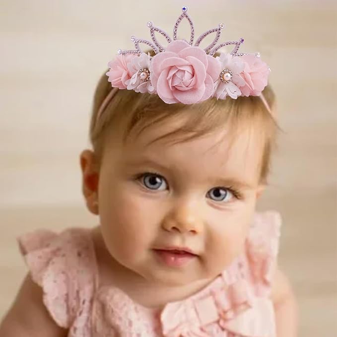 cherrboll 3pcs Baby Girl Headbands Flowers, Super Soft & Stretchy Nylon Floral Hairbands for Newborn Toddler