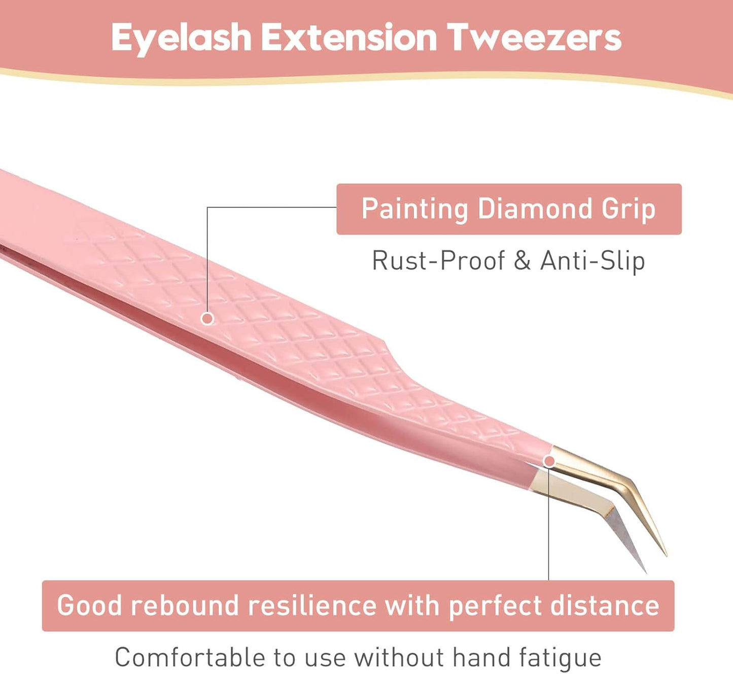 Ms.Queen Eyelash Tweezers Set,Professional 2Pcs Fiber Tip 45 90 Degree Mega Volume Lash Extension Tweezers