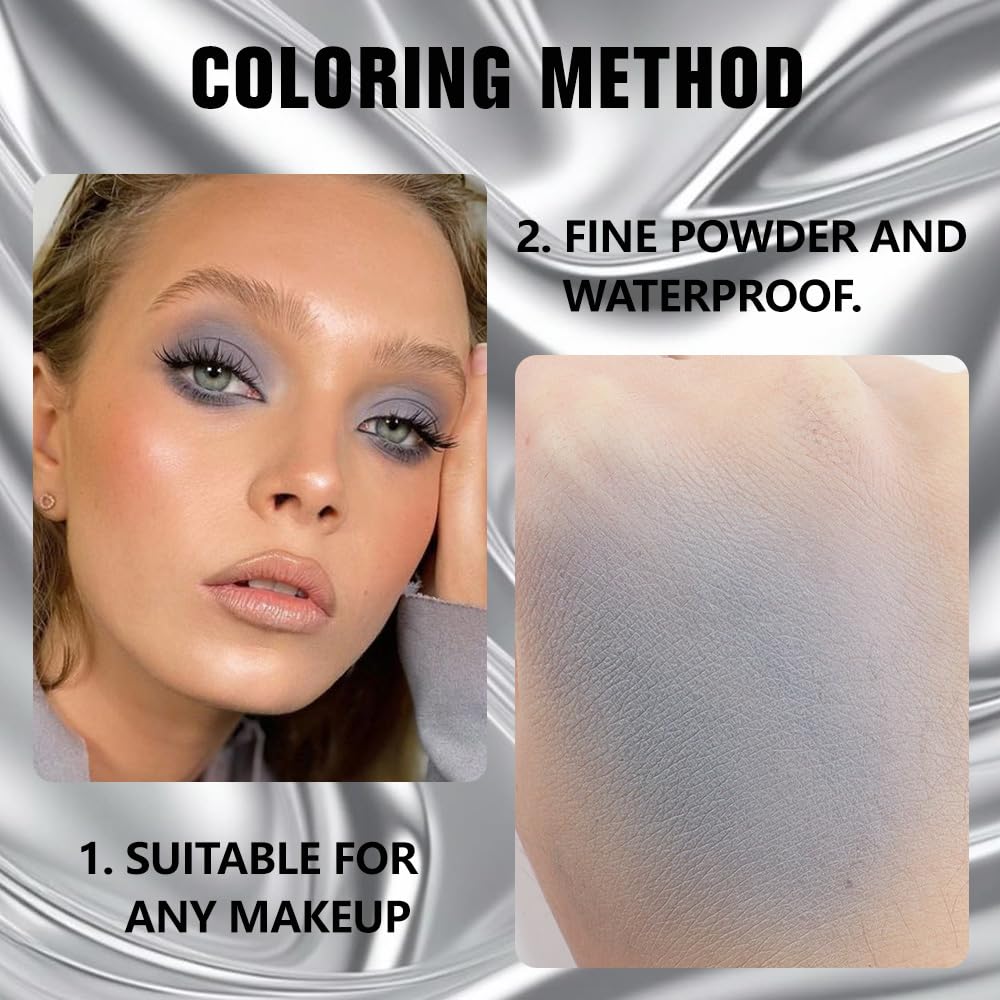 evpct Matte Grey Eyeshadow Singles, Smoky Gray Grey Dusty blue Cream Single Matte Eye Shadow Palette Makeup for Older Women, High Pigment Waterproof Monochrome Mini Eyeshadow Palette, sombra de ojos