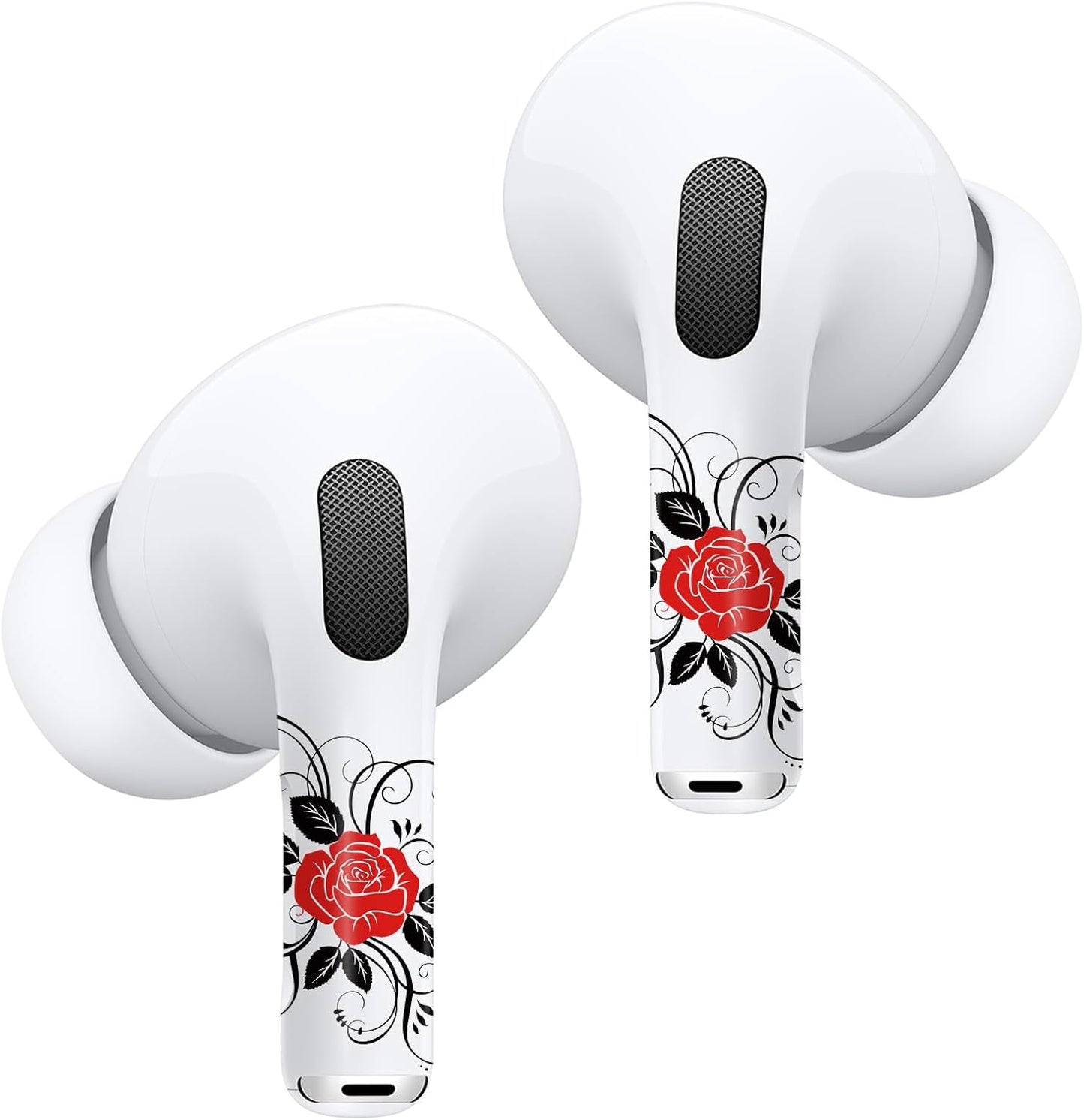 ROCKMAX for Red Rose AirPods Pro 2 Sticker, Elegant Floral AirPods Skins for Earbuds, Compatible to AirPods Pro 2nd Genaration Case Cover, Ideal for Fashion Women and Teenagers, with Cleaning Kit