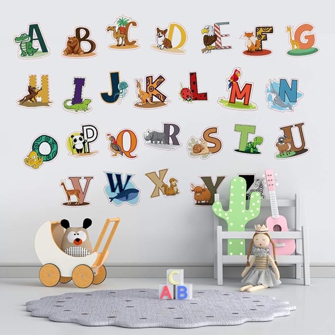 DEKOSH Alphabet Wall Decals - Colorful ABC Wall Stickers for Kindergarten, Playroom & Baby Nursery