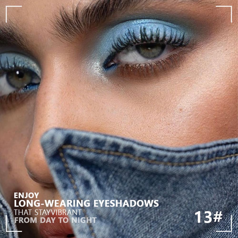 evpct Eyeshadow Quad Palette, Dark Teal Sky Navy Cyan Blue Mauve Purple Taupe Glitter Shimmer Metallic Matte High Pigment Mini Eye Shadow Palette Makeup for older Women Smudge Proof Vegan Cruelty-free