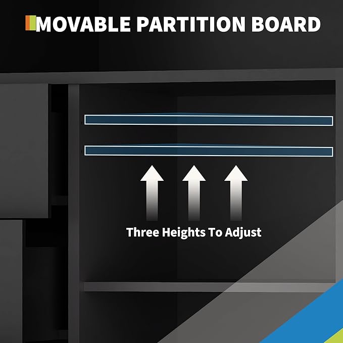 Baby Changing Table Dresser, Wooden Diaper Changing Station with 2 Open Shelves, 3 Drawers, and 1 Cabinet, Modern Baby Dressers for Nursery, Bedroom, Kids Room, Black