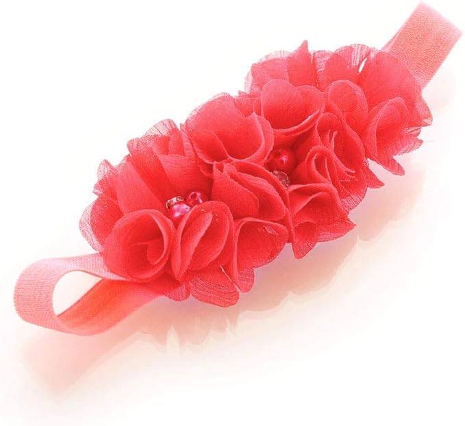My Lello Flower Headbands Baby - Girls - Toddler Fabric Beaded Stretchy Elastic Pair