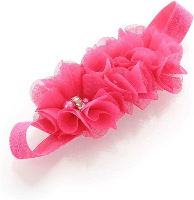 My Lello Flower Headbands Baby - Girls - Toddler Fabric Beaded Stretchy Elastic Pair